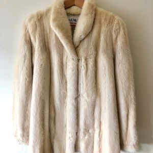 Original Vintage Real White Mink Fur Coat